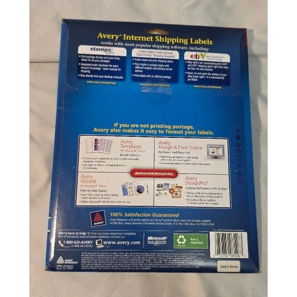 Avery 8126 White Internet Shipping Labels 50 Labels 25 Sheets TrueBlock
